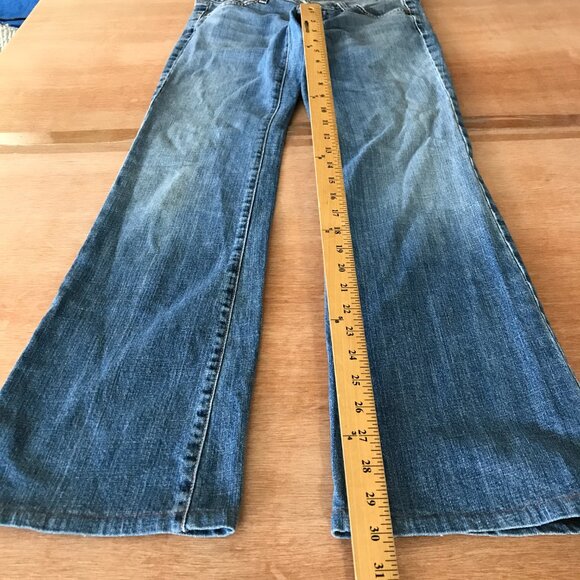 7 For All Mankind Flare Jeans Women 28 Blue Low Rise Medium Wash Stretch 17945 - Picture 7 of 12